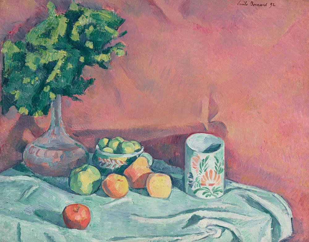 Natura morta con frutta, fiori e una tazza
